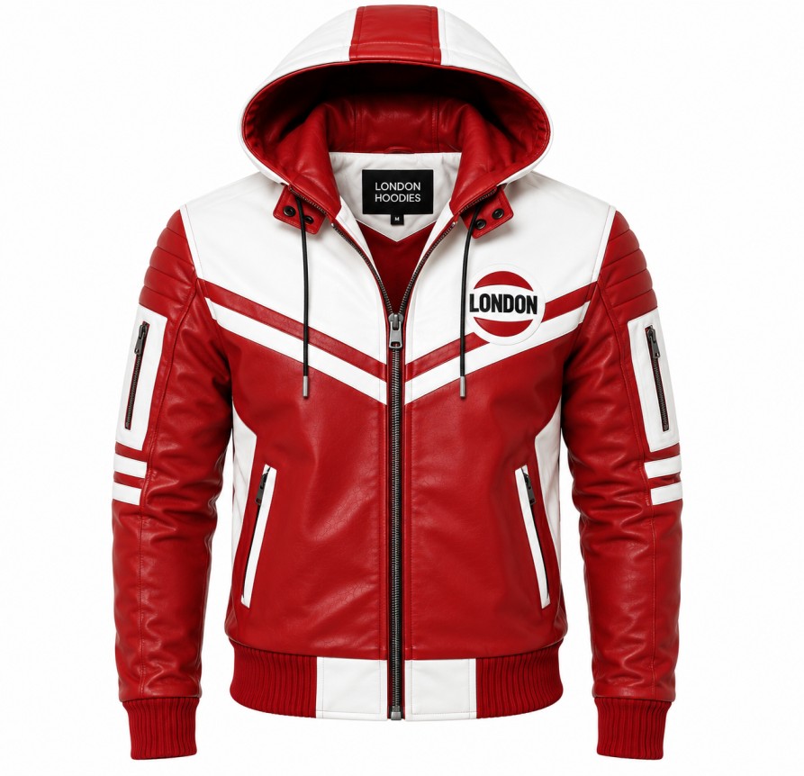 Red And White Hooded Jacket