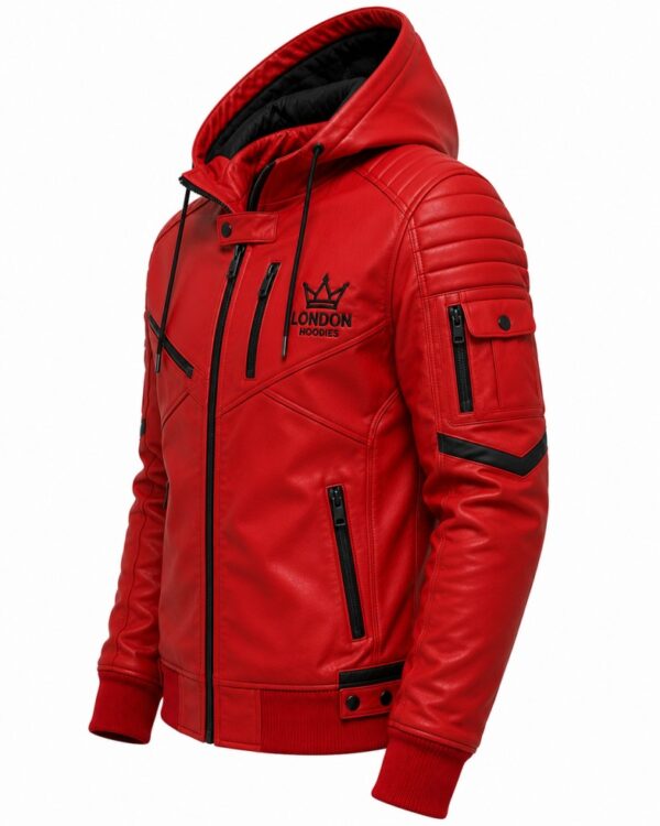 Red Hooded Jacket Side View