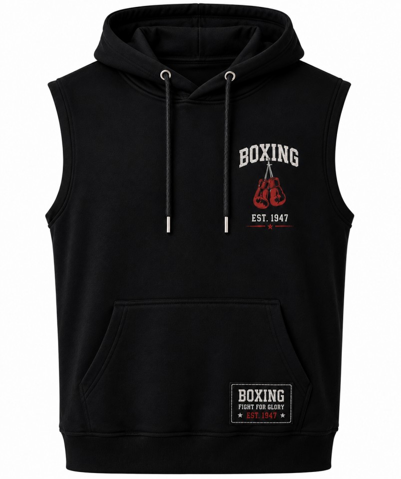 Boxing Hoodie Sleeveless Front View