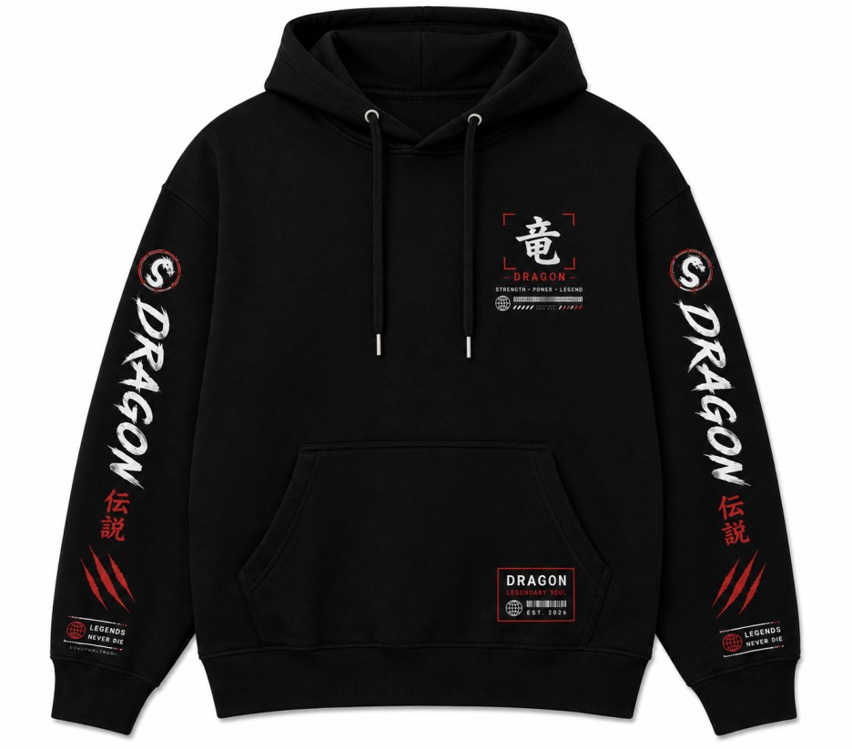Dragon Graphic Hoodie Front View