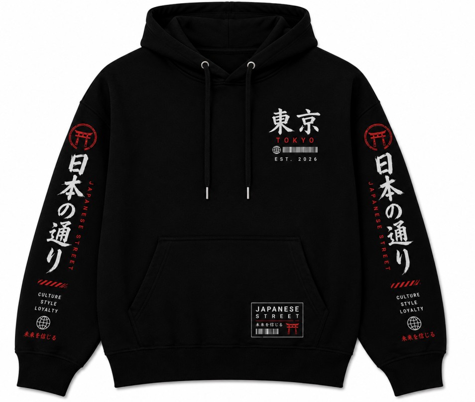 Japanese Street Hoodie Front View