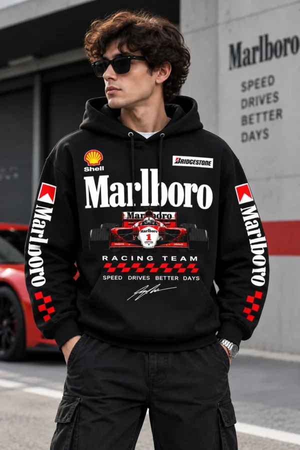 Marlboro Hoodie Black Model Wear