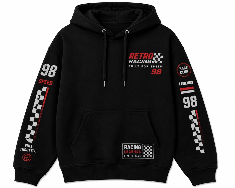 Retro Racing Hoodie Front View