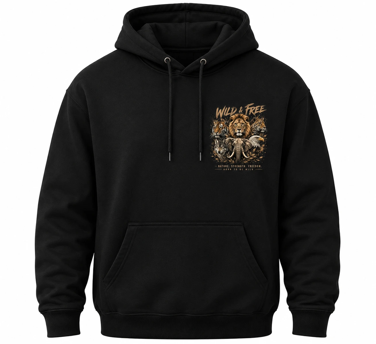 animal print hoodie front view