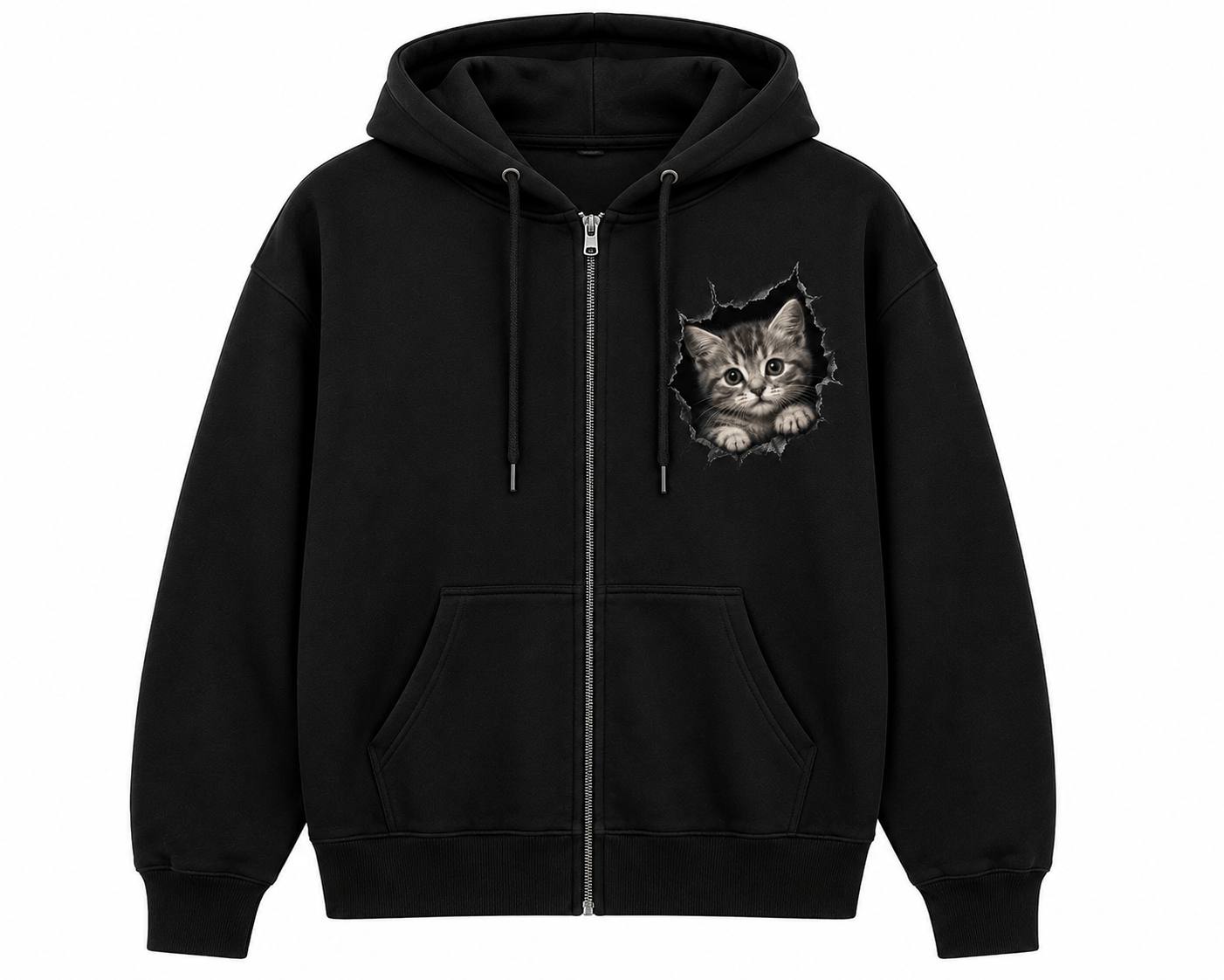 cat hoodie front view