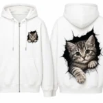 cat hoodie white
