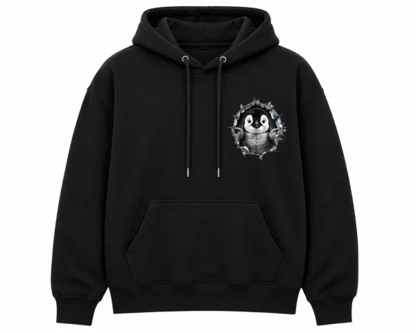 penguin hoodie front view