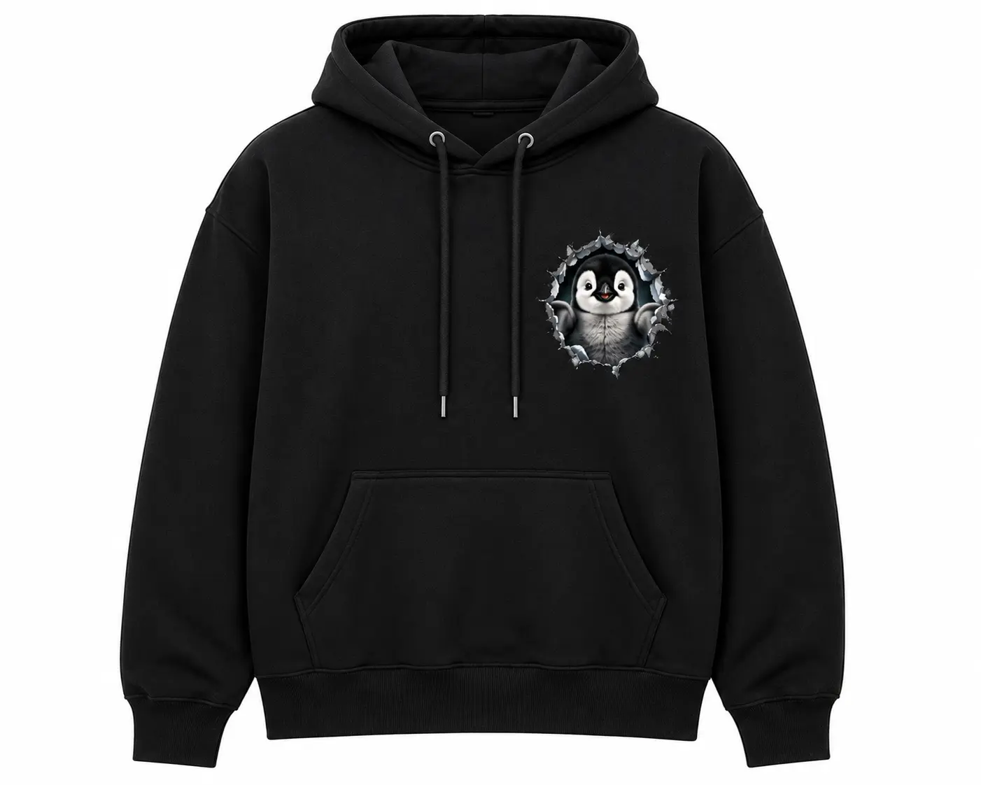 penguin hoodie front view