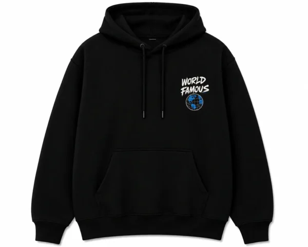 world famous hoodie front view
