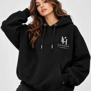 Black Oversized Hoodie model wear front look