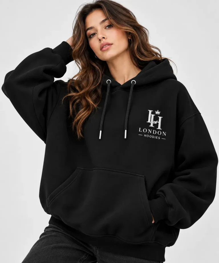 Black Oversized Hoodie model wear front look