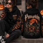 Gothic Pumpkin Hoodie Model Wear