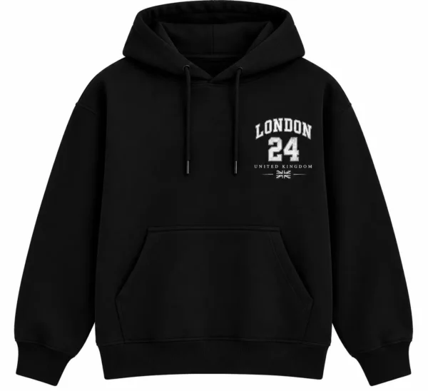 London 24 Hoodie black front