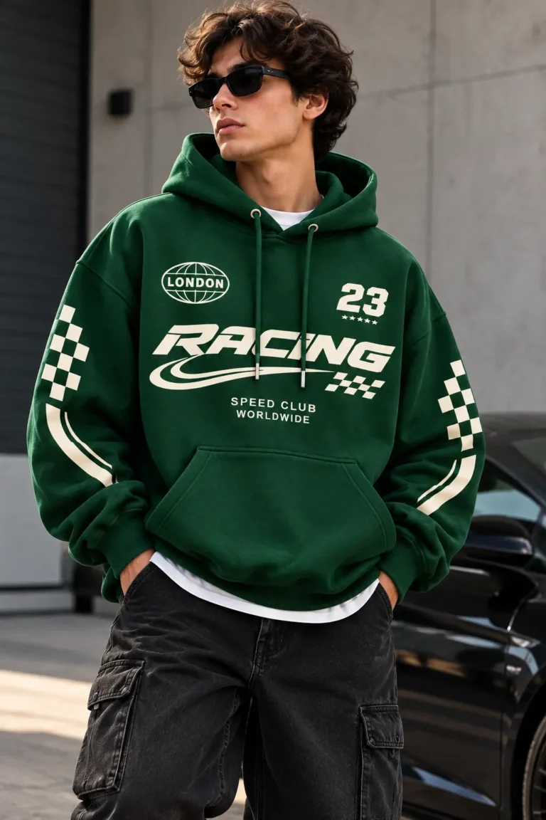 Oversized Racing Hoodie front look model wear