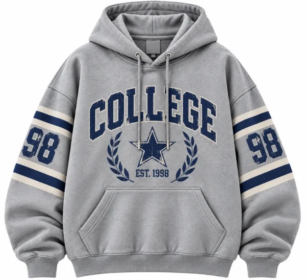 Oversized Vintage College Hoodie
