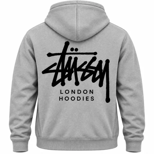 Stussy London Hoodie Grey Back