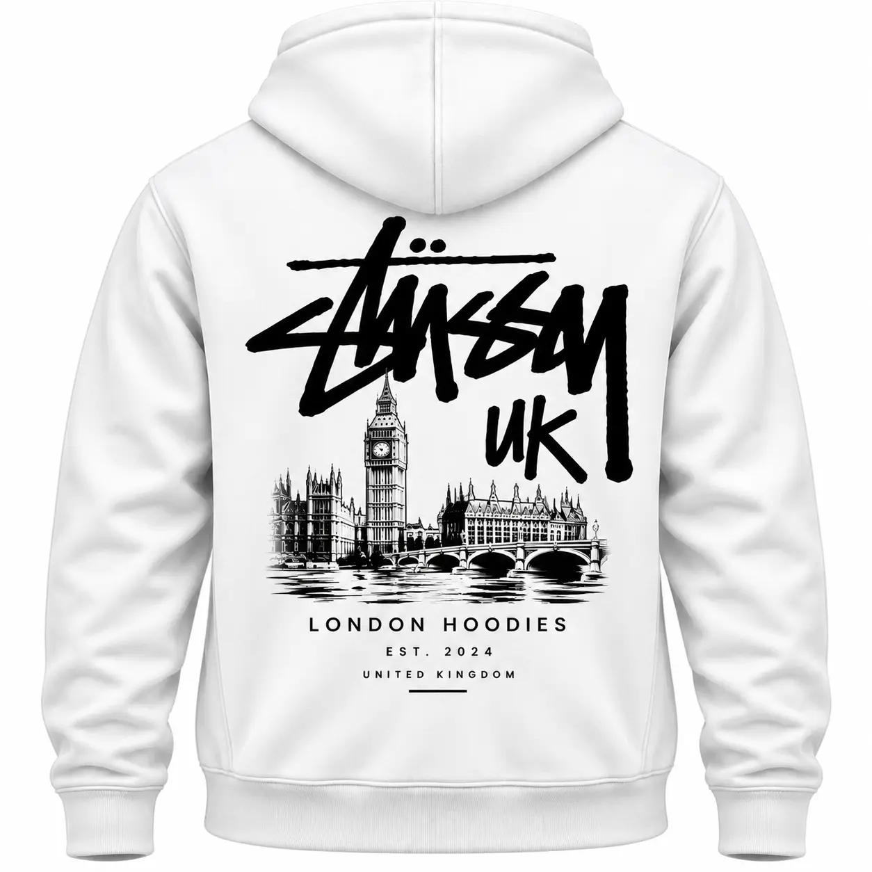 Stussy UK Hoodie White Back