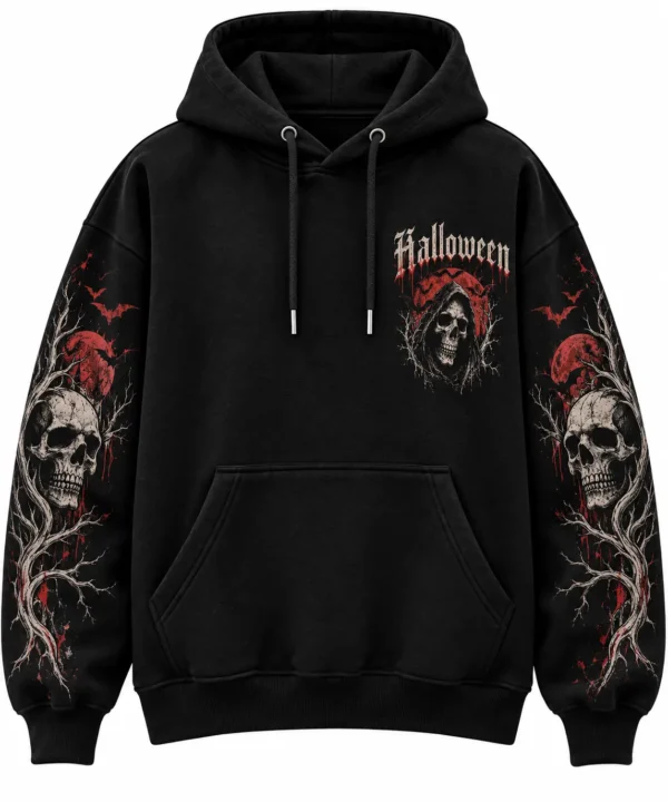 Vintage Halloween Skull Hoodie Front