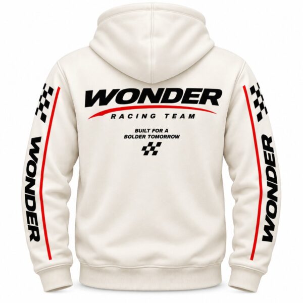 White Wonder Racing Hoodie Back View