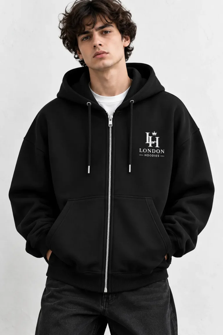 Zip-Up Oversized Hoodie model wear front look