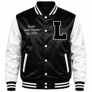Black And White Satin Varsity Jacket