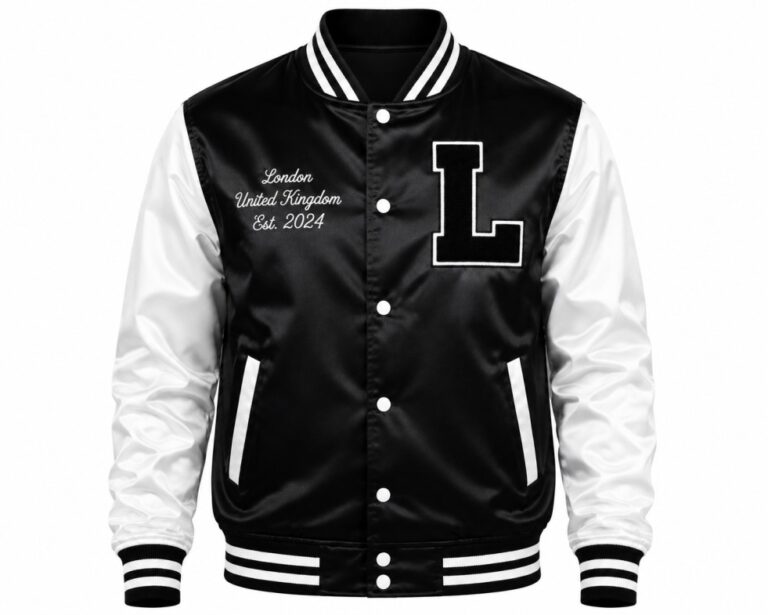 Black And White Satin Varsity Jacket