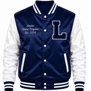blue varsity jacket
