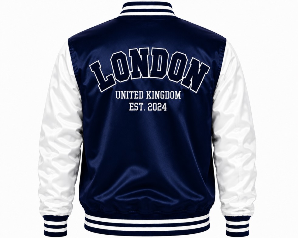 blue varsity jacket back