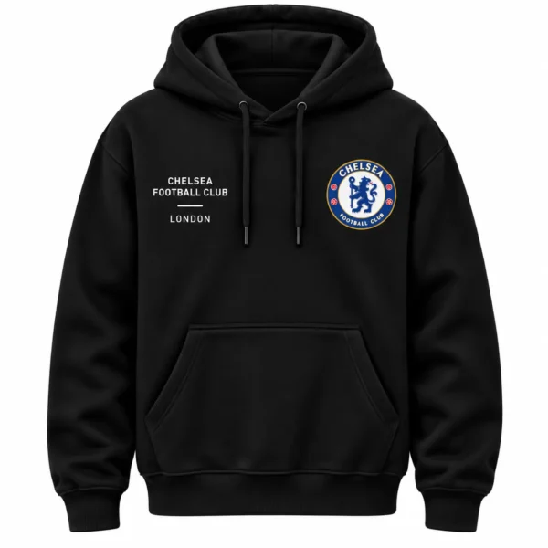 chelsea football club hoodie black front