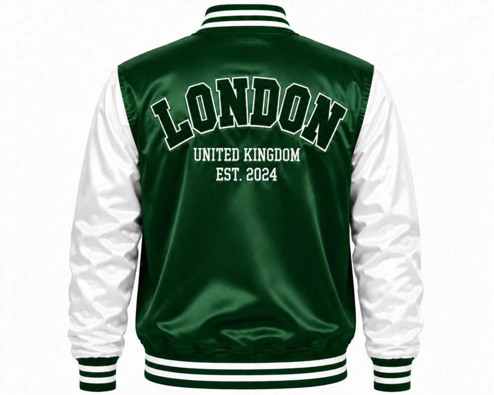 green varsity jacket back