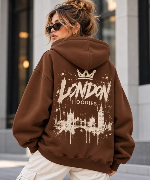 oversized graphic hoodie model wear back look