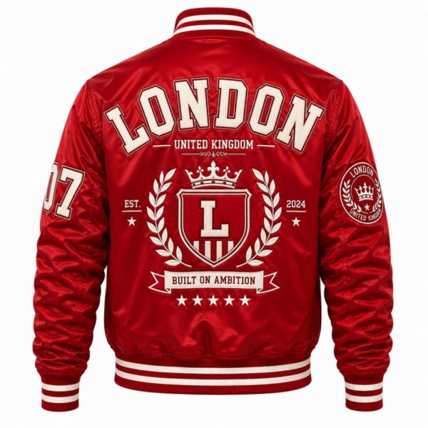 red letterman jacket back