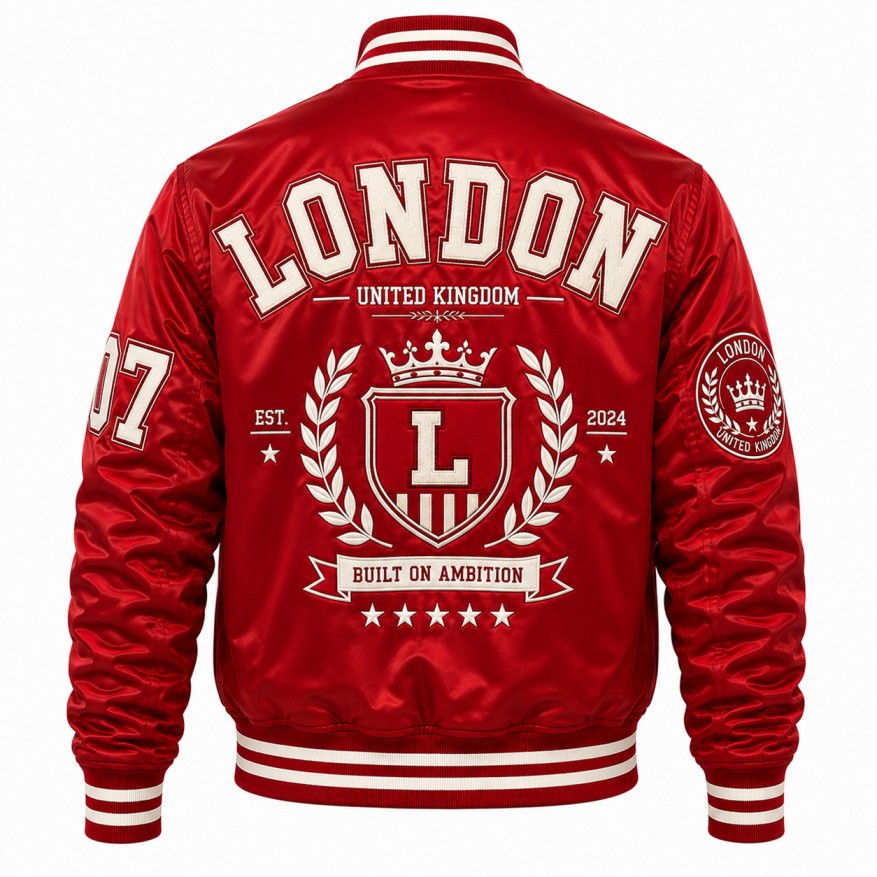 red letterman jacket back
