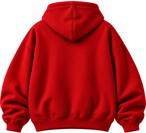 red oversized hoodie back