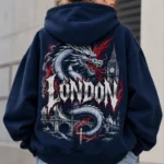 London Dragon Hoodie model wear graphic look