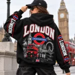 London Underground Hoodie model wear graphic look