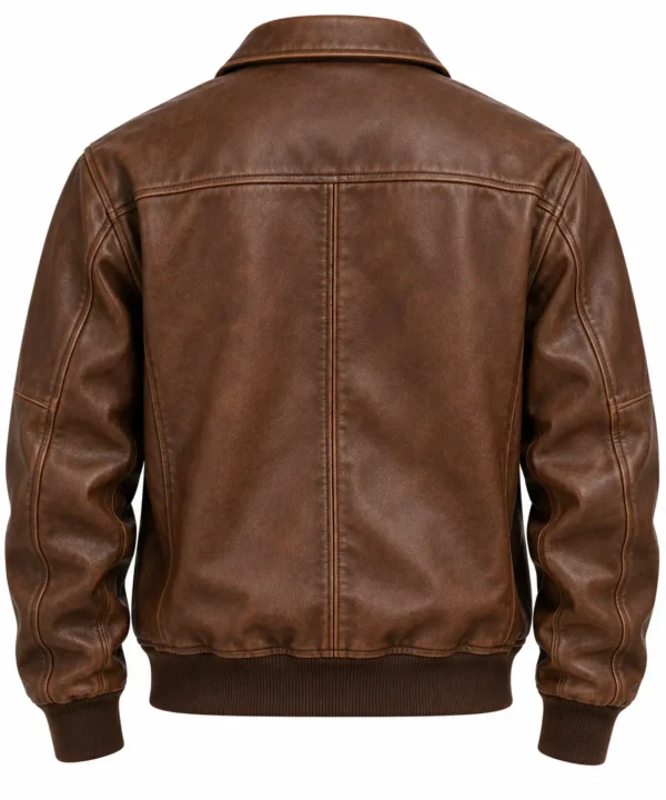 Vintage Brown Leather Jacket Back