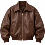 Womens Brown Leather Bomber Jacket