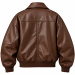 Womens Brown Leather Bomber Jacket back