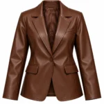 brown leather blazer
