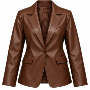 brown leather blazer