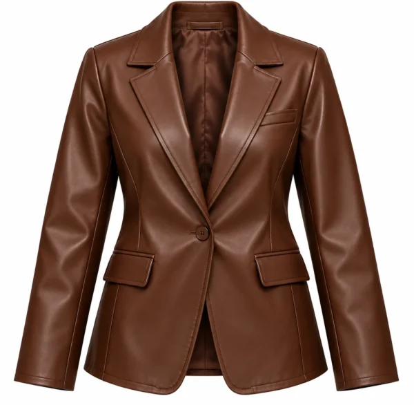 brown leather blazer