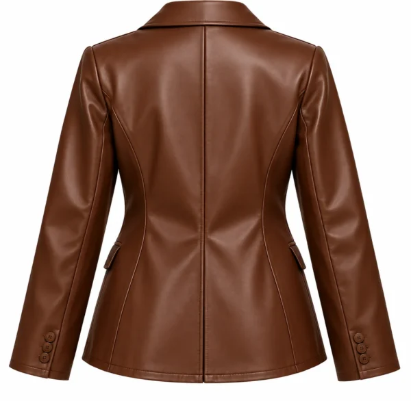 brown leather blazer back