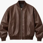 brown leather bomber jacket