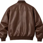 brown leather bomber jacket back
