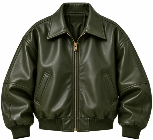 green leather bomber jacket