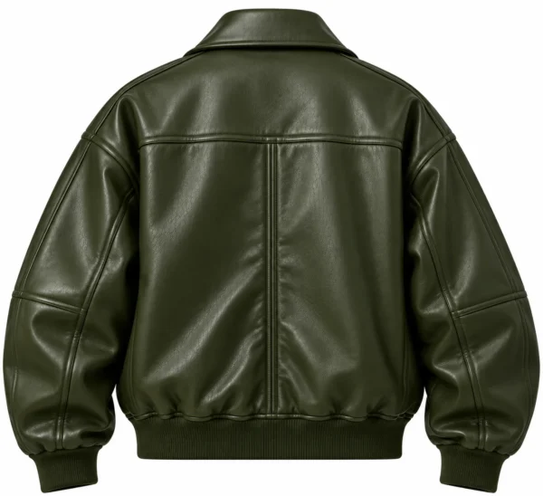 green leather bomber jacket back