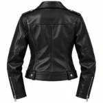 leather biker jacket women back