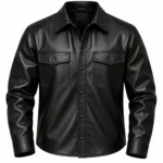 womens leather shirt jacket