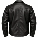 womens leather shirt jacket back